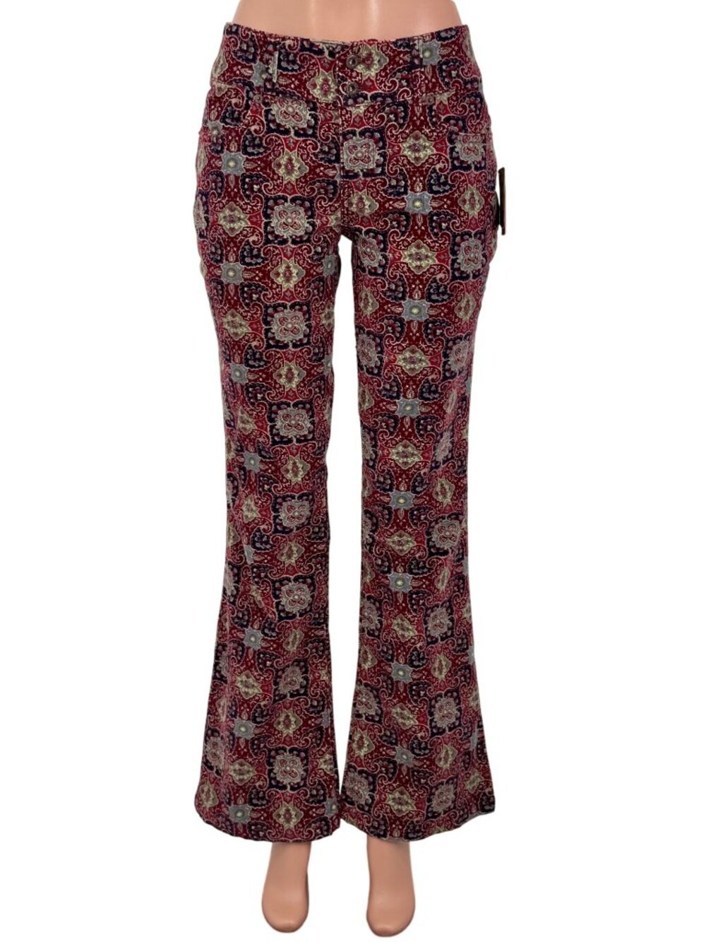 VTG NWT Tommy Hilfiger Paisley Floral Wide Leg Corduroy Jeans | Boho Grunge Y2K - Picture 2 of 16